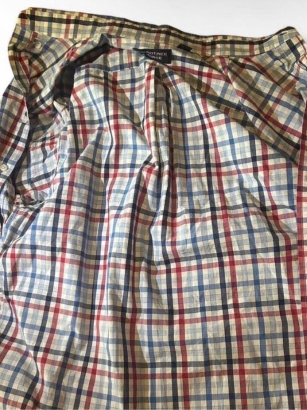 Roundtree & Yorke Men’s Plaid Button-Up Shirt in Red, Blue, Cream